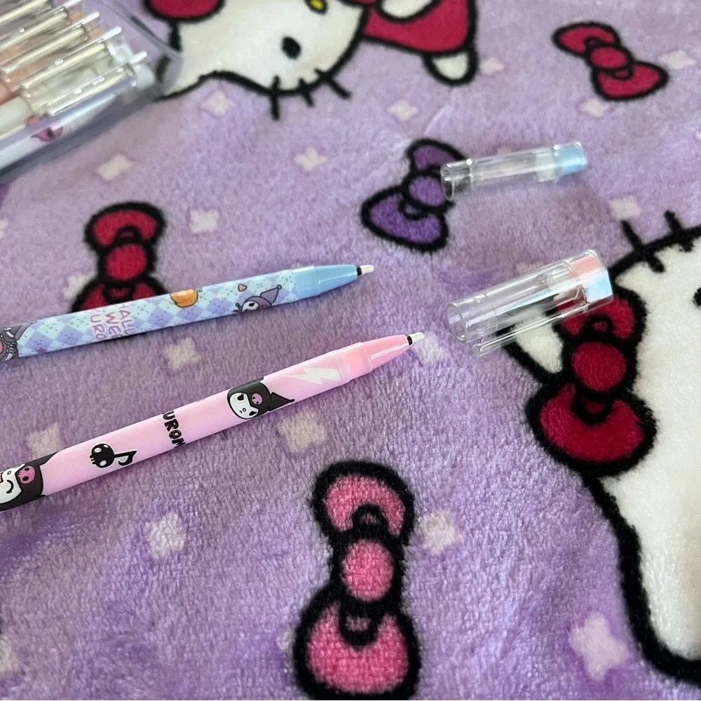 Set of 12 Kuromi Black Ink Pens in a Plastic Carrying Case